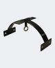 A sturdy black steel bracket with two hooks